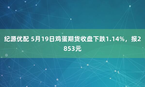 纪源优配 5月19日鸡蛋期货收盘下跌1.14%，报2853元