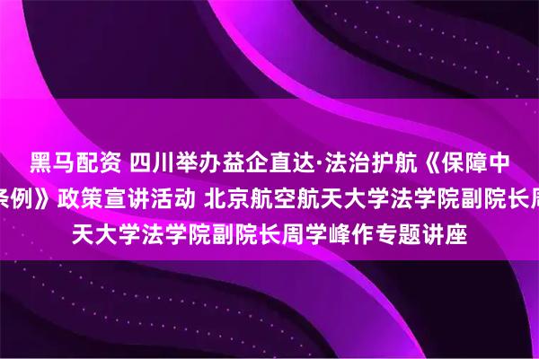 黑马配资 四川举办益企直达·法治护航《保障中小企业款项支付条例》政策宣讲活动 北京航空航天大学法学院副院长周学峰作专题讲座